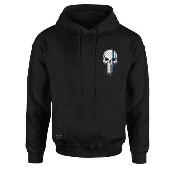 HOWITZER MENS GREY 'BACK THE BLUE' DISTRESSED GRAPHIC HOODIE - NWOT - SZ: XL - Picture 1 of 8